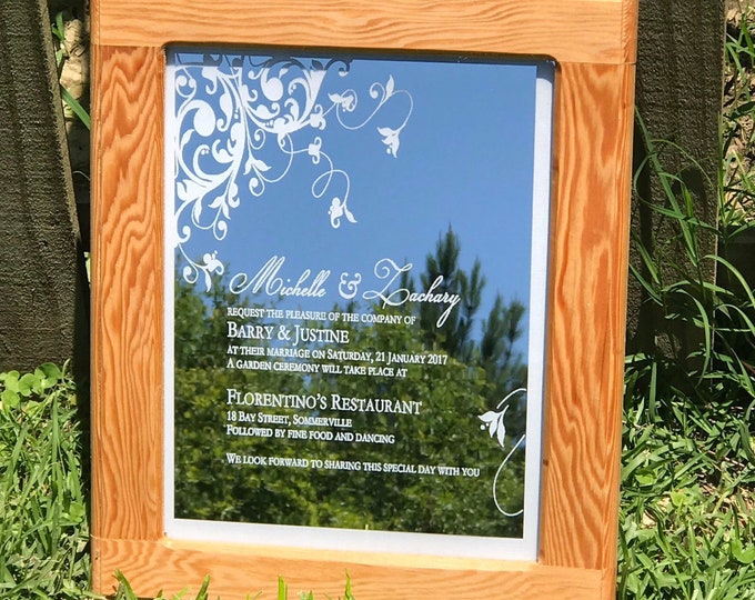 Engraved invitation on mirror, Engraved glass mirror, Wedding gift, Graduation gift, unique gift, Anniversary Gift