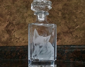 Photo engraved Crystal Decanter with Glass Stopper, 26 oz, 750ml lead free