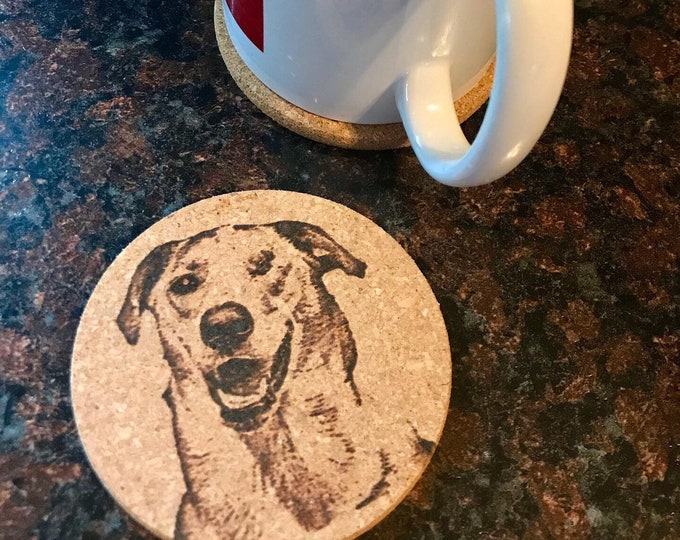 Custom Photo Engraved Cork Coasters, Personalized Party Coasters
