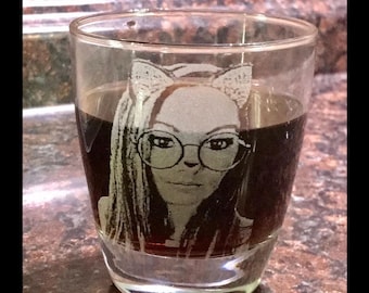 Personalized Engraved Wine Glass, Custom Photo Glass