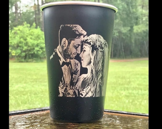 Photo Engraved Stainless Steel Pint Glass, Personalized Picture Tumbler