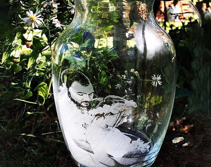 Custom Photo Engraved Glass Vase, Personalized Memorial, Wedding, or Gift Keepsake