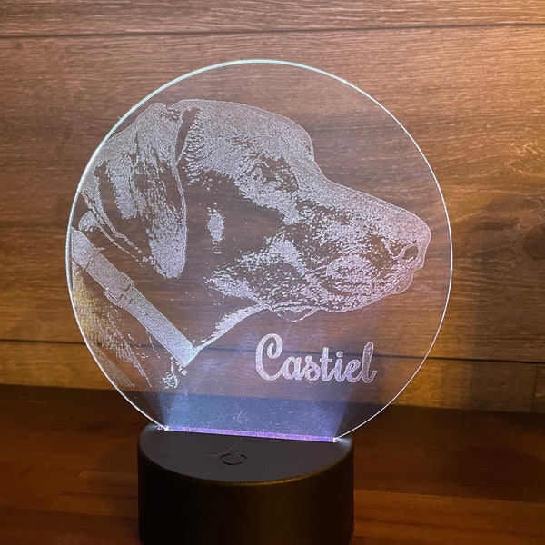 Photo engraved Acrylic LED Lamp Base Sign, Personalized Night LED Light Lamp