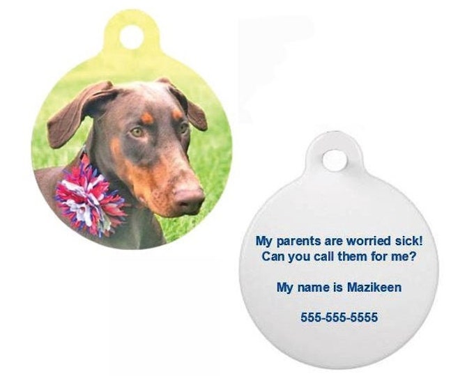 Photo Pet tag, Personalized full color Photo dog tag, Pet ID