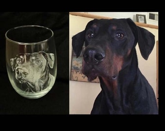 Personalized Pet Engraved wine glass,Engraved Whiskey glass,Custom Pet picture,Pet memorial Engraved Glass,Pet photo on glass