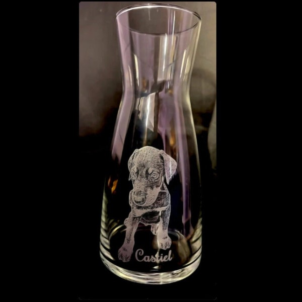 Photo engraved Carafe, Picture engraved glass wine decanter