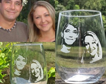 Personalized Engraved wine glass, Custom picture wine glass,engraved photo whiskey glass,Wedding Glass,Anniversary,Graduation, Mother's day