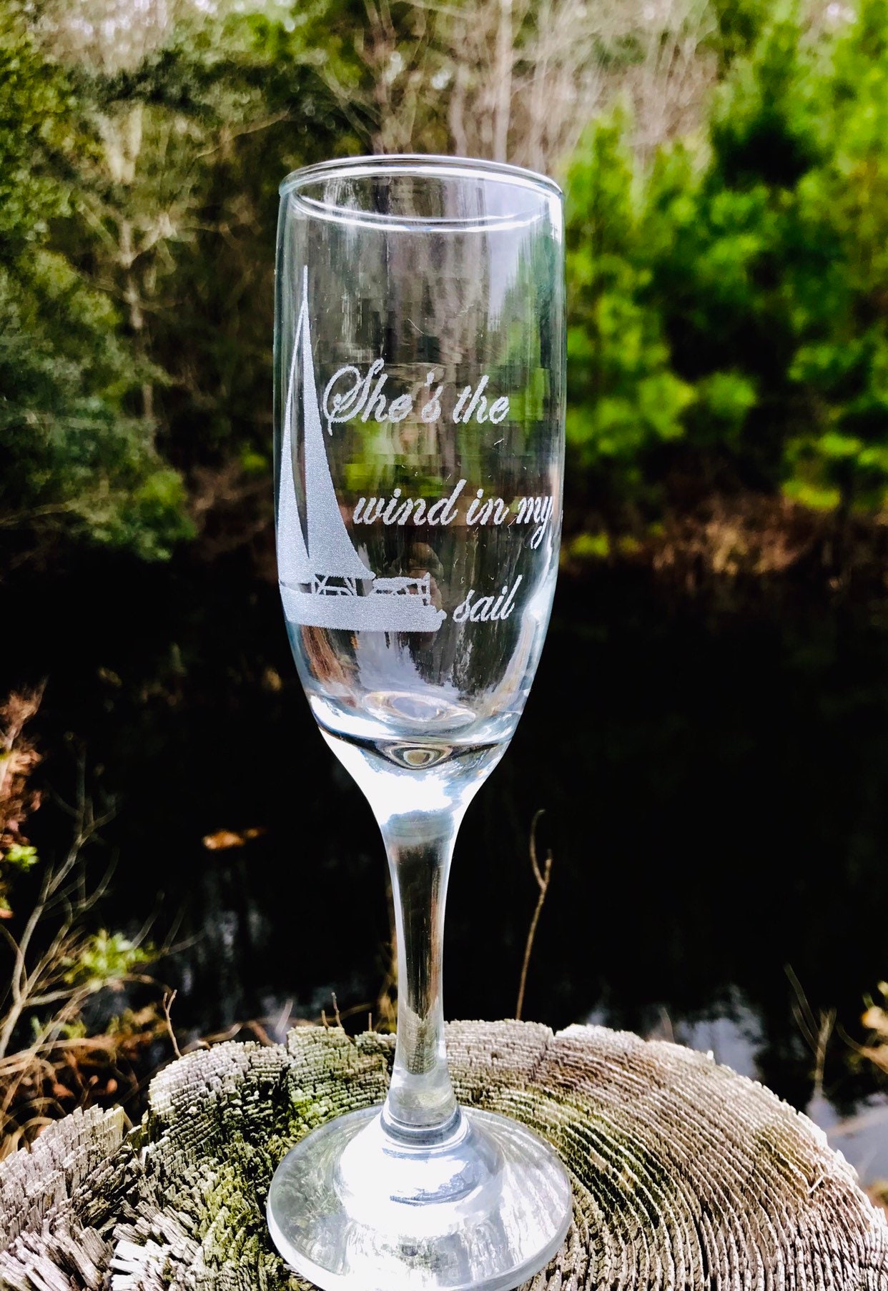 Engraved Nautical Champagne Flute Set With Sailboat And Anchor 1