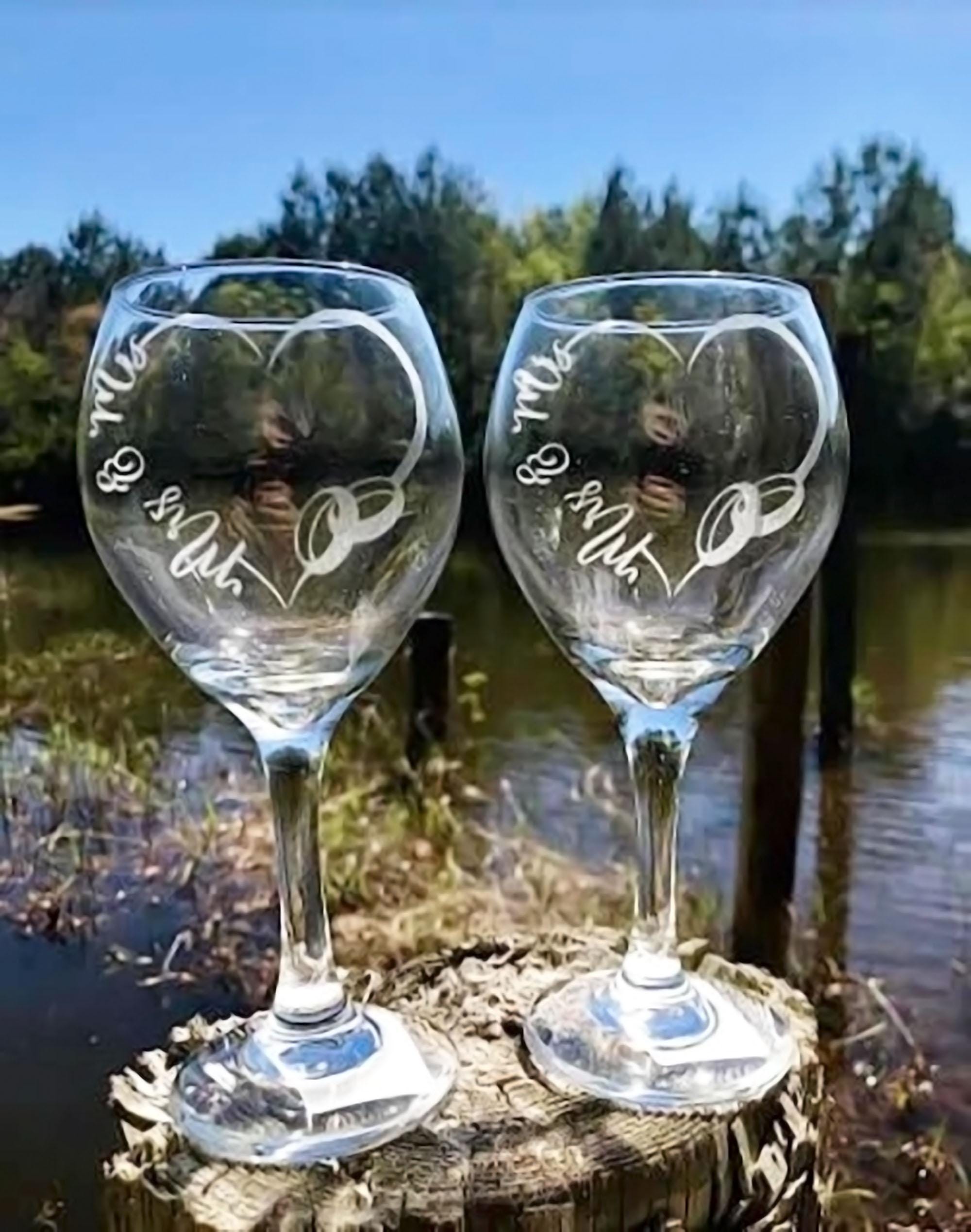 Engraved, Mrs and Mrs Wedding Wine Glass Set, Two Brides Wine Glasses - Etsy, image size:2000x2539
