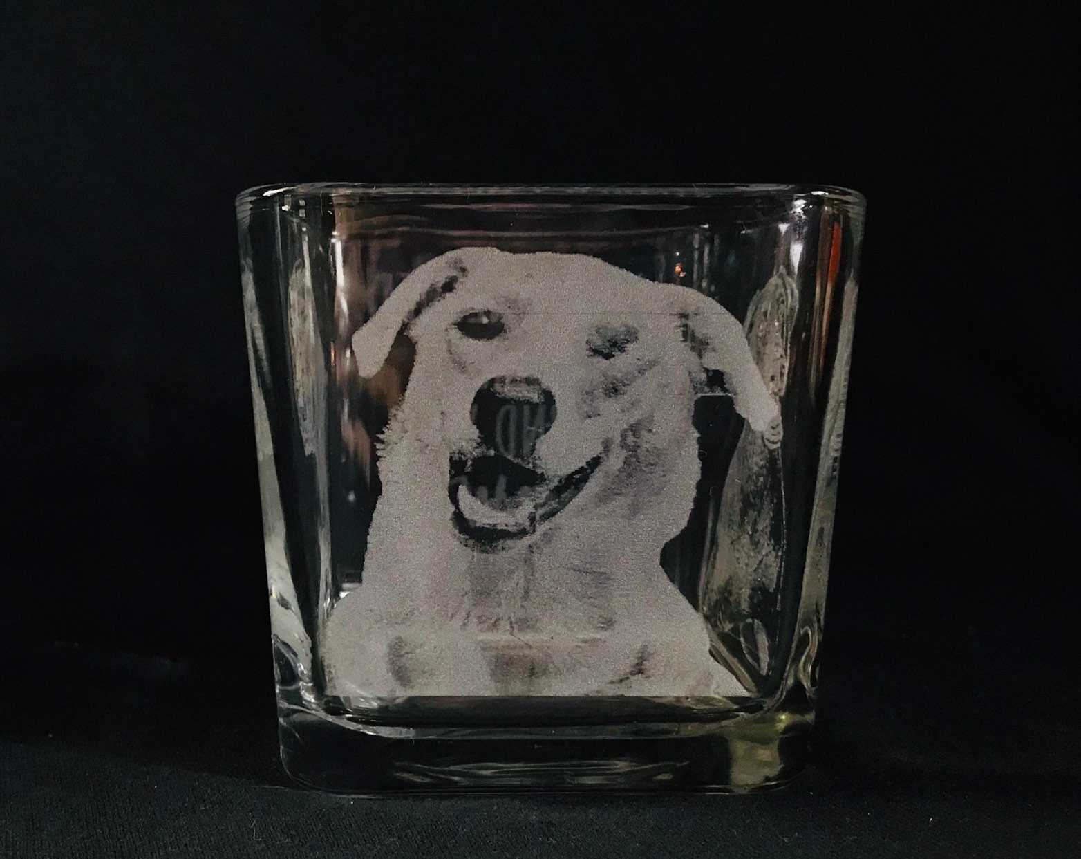 Personalized Pet Engraved Square Glass Candleholder,Engraved vase