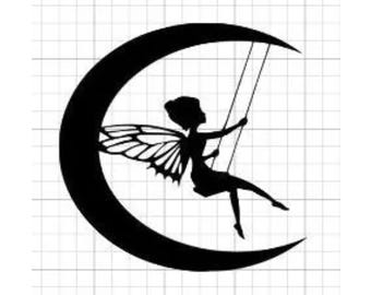 Fairy moon Vinyl Car, Laptop or tumbler Decal