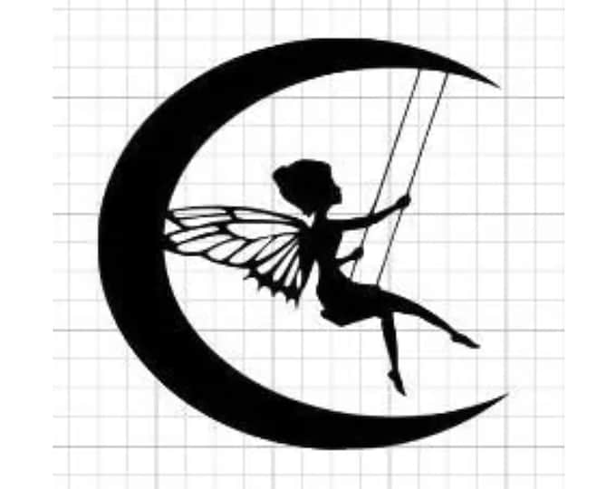 Fairy moon Vinyl Car, Laptop or tumbler Decal