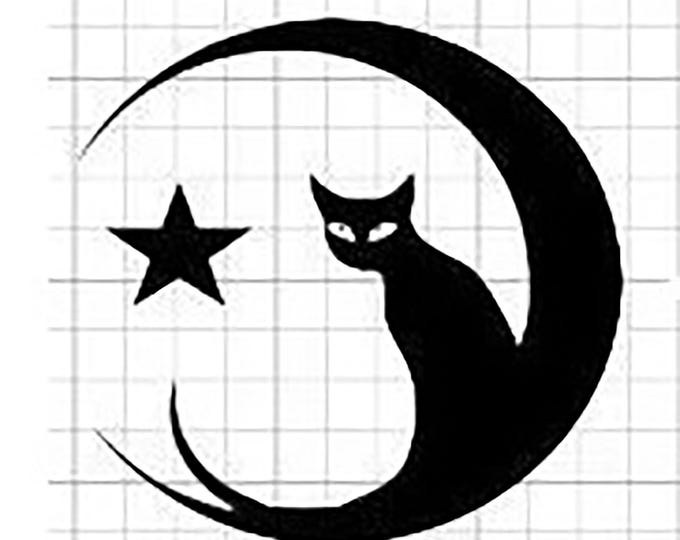 Black cat on the moon Vinyl Car, Laptop or tumbler Decal