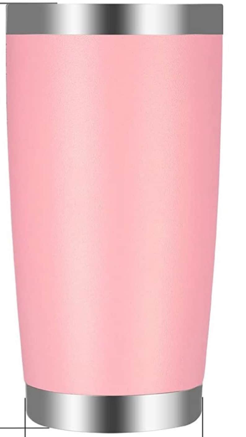Photo engraved Stainless Steel Tumbler, with Lid, Gift, Personalized Vacuum Insulated Double Wall, Powder Coated tumbler 20 oz pink