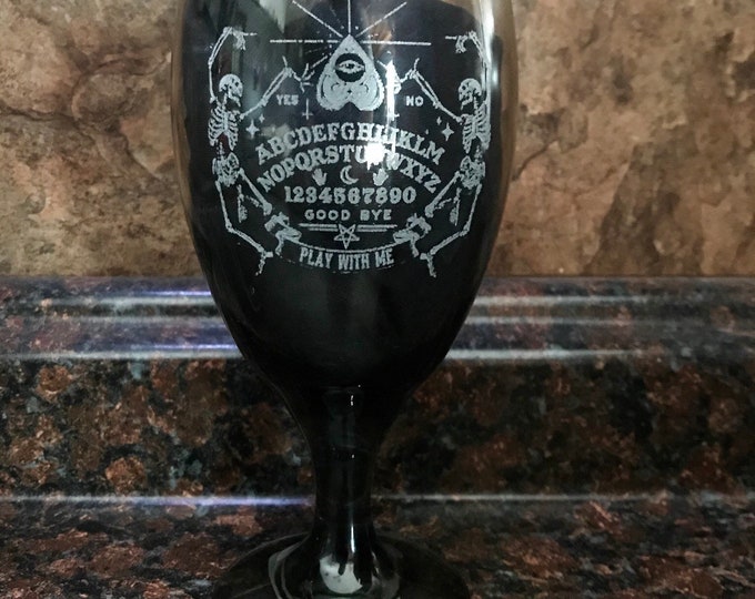 Ouija Board Engraved Wine Goblet, Smoke Black Halloween Decoration