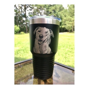 Photo engraved Stainless Steel Tumbler, with Lid, Gift, Personalized Vacuum Insulated Double Wall, Powder Coated tumbler
