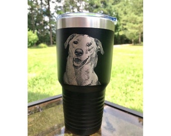 Photo engraved Stainless Steel Tumbler, with Lid, Gift, Personalized Vacuum Insulated Double Wall, Powder Coated tumbler