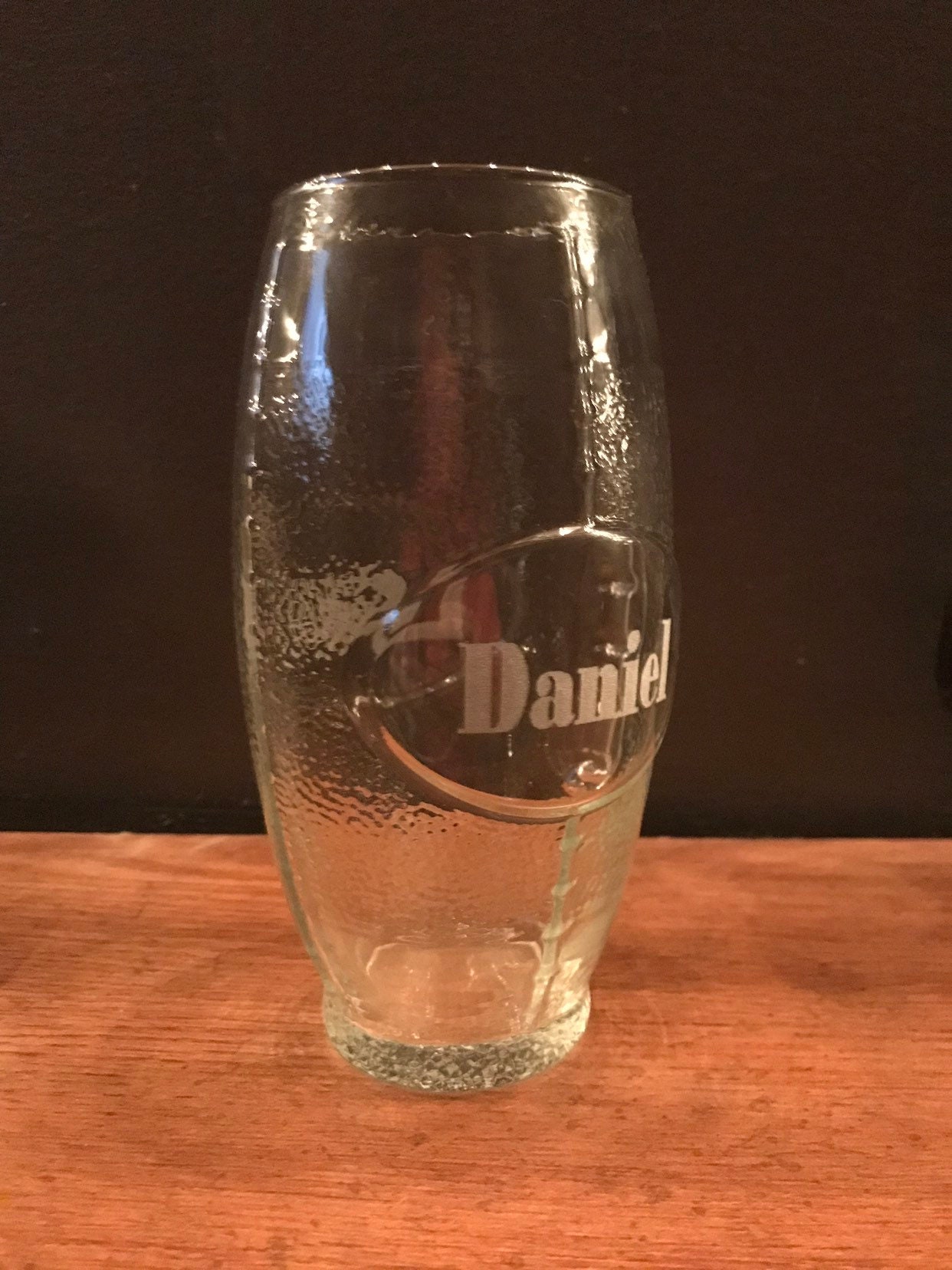 Personalized engraved football shaped glass tumbler
