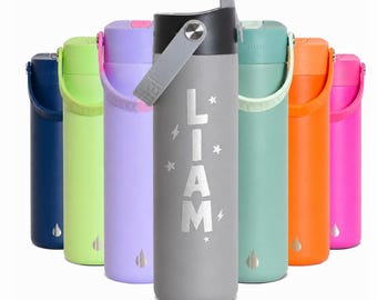 Personalized 24 oz Insulated Water Bottle with Straw, Engraved Stainless Steel Leakproof Sports Bottle