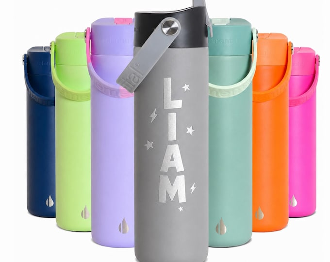 Personalized 24 oz Insulated Water Bottle with Straw, Engraved Stainless Steel Leakproof Sports Bottle