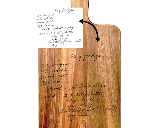 Recipe engraved Acacia Wood Cutting Board with Handle