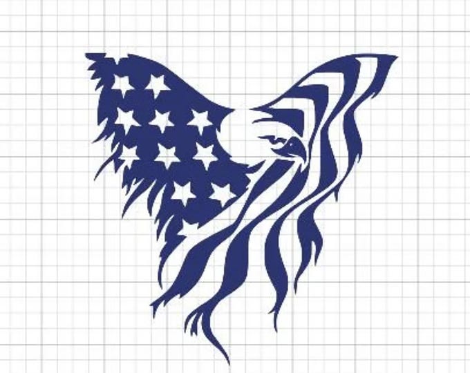American Flag draped Eagle Vinyl Car, Laptop Decal