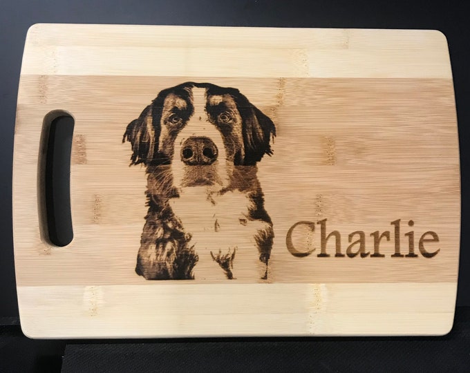 Personalized Pet Photo Engraved Bamboo Cutting Board