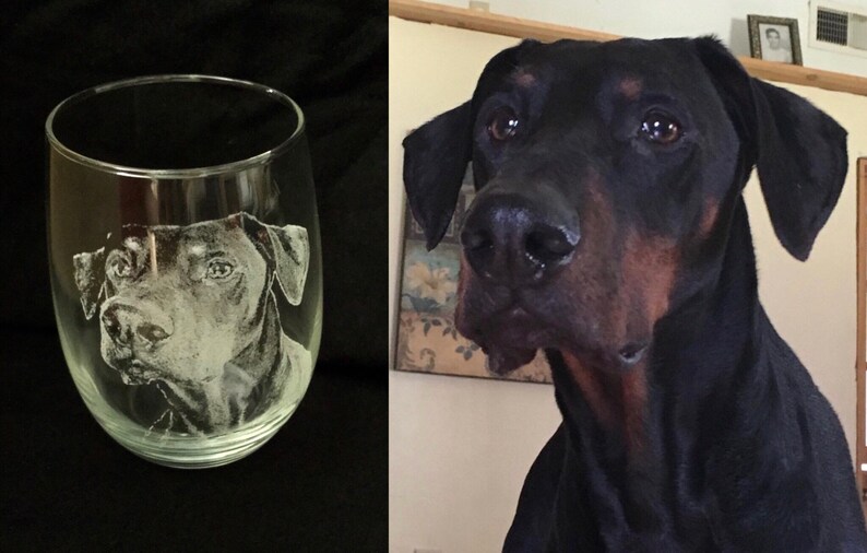 Personalized Pet Engraved wine glass,Engraved Whiskey glass,Custom Pet picture,Pet memorial Engraved Glass,Pet photo on glass