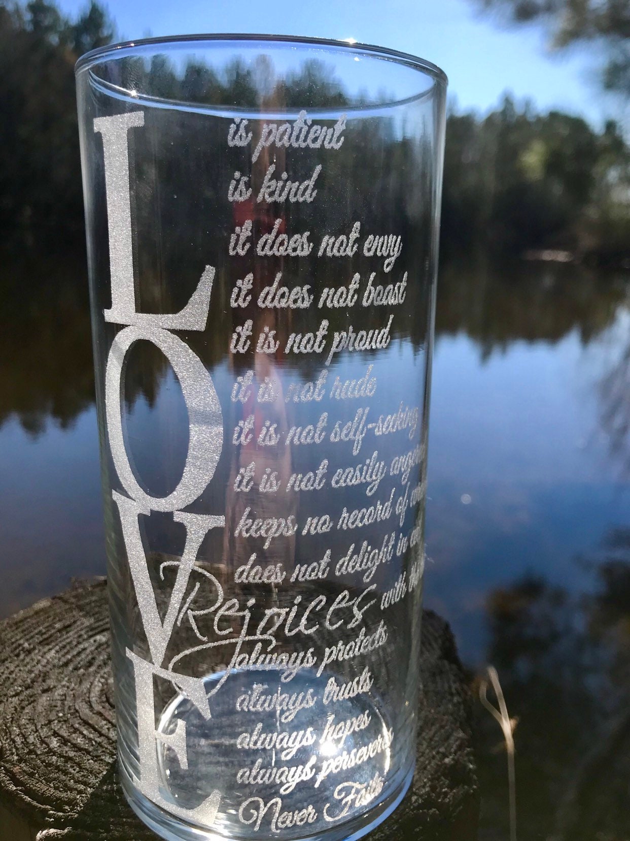 Personalized, Engraved, Vase, Candle Holder, Custom Corinthians 134