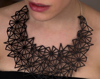 Black Tessellation Bib Necklace