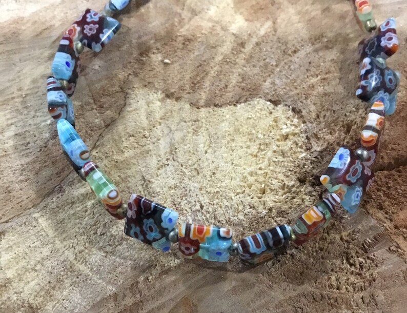 Handmade floral rainbow glass bracelet