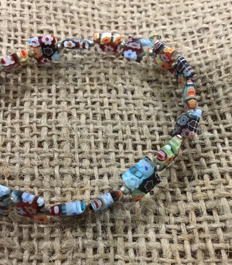 Handmade floral rainbow glass bracelet