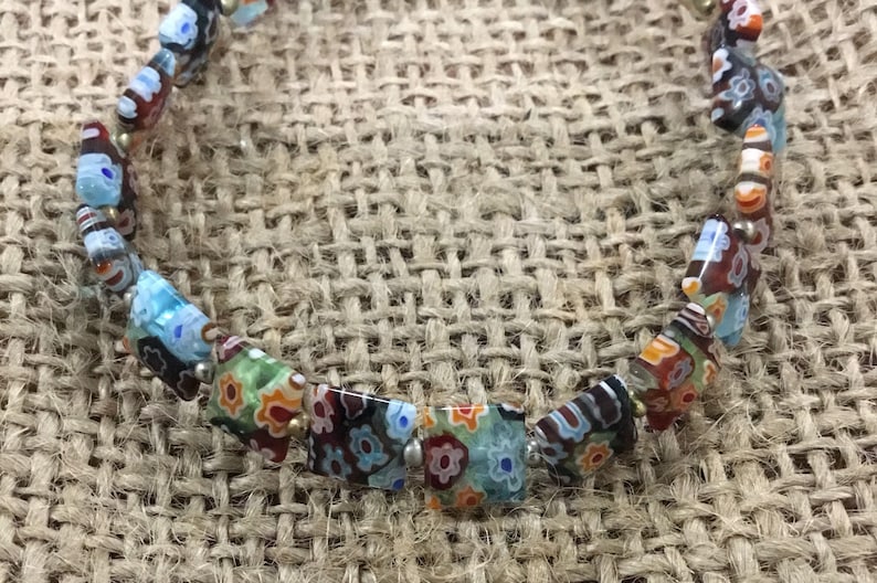 Handmade floral rainbow glass bracelet