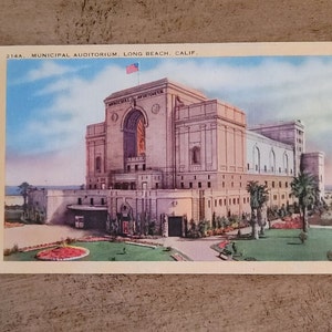 Vintage Californië Briefkaart Briefkaart Gemeentelijk Auditorium Long Beach