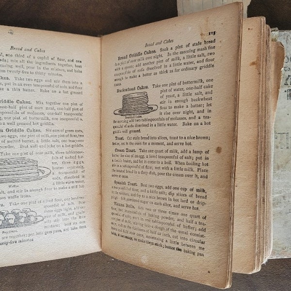 Antique Cook Book Pages / Authentic Aged Pages / Random 8 Pages / Recipe Book Pages / Cookbook Pages / Vintage Book Pages