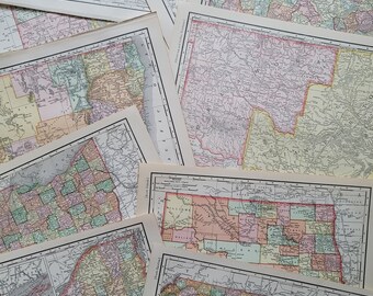Antique 1895 Rand McNally Atlas Maps State Province Map ephemera