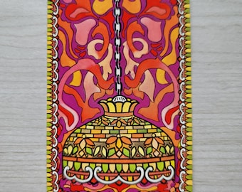 Tiffany Style Lamp Swap Card / Vintage Swap Card / Vintage Playing Card / Journal Ephemera - 1 card