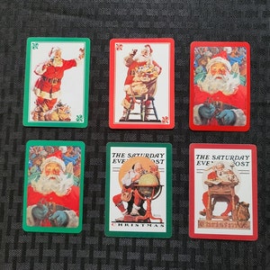 Zes speelkaarten van de kerstman / kerstruilkaarten