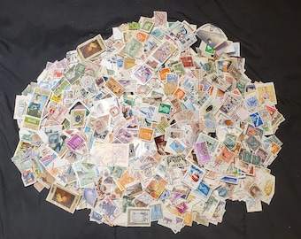 Random Grab Bag of 0.5oz or approximately 200 used vintage Worldwide Postage Stamps ephemera decoupage journal scrapbooking art history