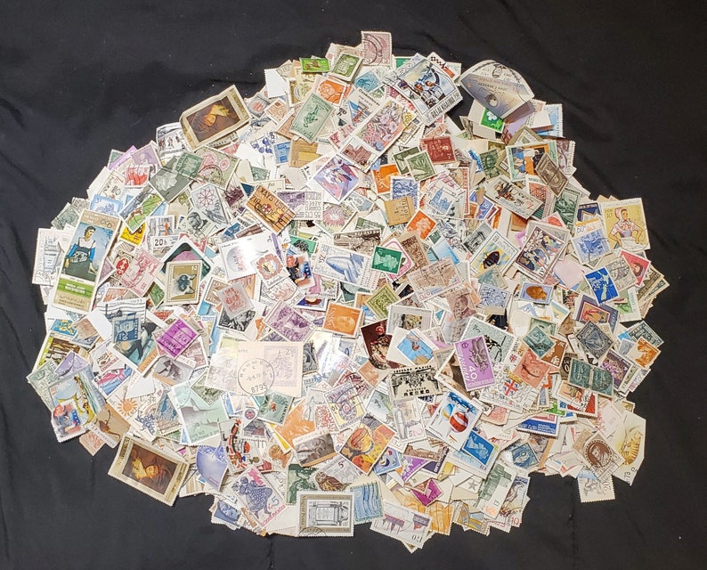 Bolsa aleatoria de 0,5 oz o aproximadamente 200 sellos postales antiguos usados de todo el mundo, efímeras, decoupage, diario, álbumes de recortes, historia del arte
