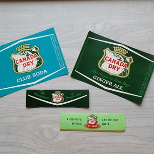 Set of Four Authentic Vintage Canada Dry Paper Labels Unused