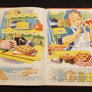 Vintage Childrens Book - The Town Mouse and the Country Mouse 1942 Saalfield Publishing Large Hardcover book