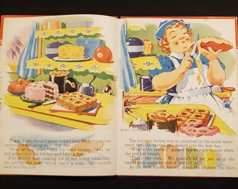 Vintage Childrens Book - The Town Mouse and the Country Mouse 1942 Saalfield Publishing Large Hardcover book