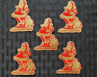 Vintage Gummed Santa Seals / Christmas Seals
