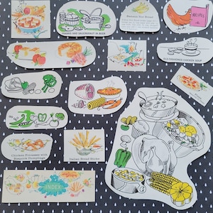 1960&#39;s Cooking Ephemera Fussy Cuts / Food Ephemera / Kitchen Ephemera