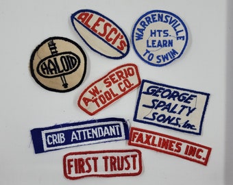 Vintage Sew on Patches Crib Attendant Alesci's Faxlines First Trust A. W. Serio Tool Co George Spalty Sons Haloid Warrensville Heights Swim