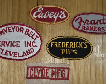 Vintage Sew on Eavey's Clyde Frantz Bakers Frederick's Pies Conveyor Belt US Amphibious Navy Executive Security Fair Lanes VYI Basketball