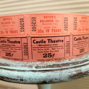 10 Rosa Vintage Eintrittskarten 5 von jeder Rolle / Authentische Vintage Eintrittskarten / Roll Tickets Schlosstheater / Matters Ballroom Roll Eintrittstheater