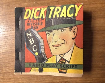 1939 Dick Tracy & The Invisible Man NBC Radio Play Script | Vintage Old-Time Radio Classic Crime Sci‑Fi Ephemera Behind the scenes in Radio