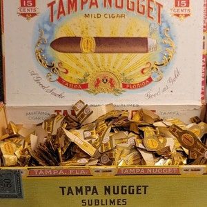 15 Shabby Vintage Cigar Labels / Tampa Nuggets Labels / Cigar Bands